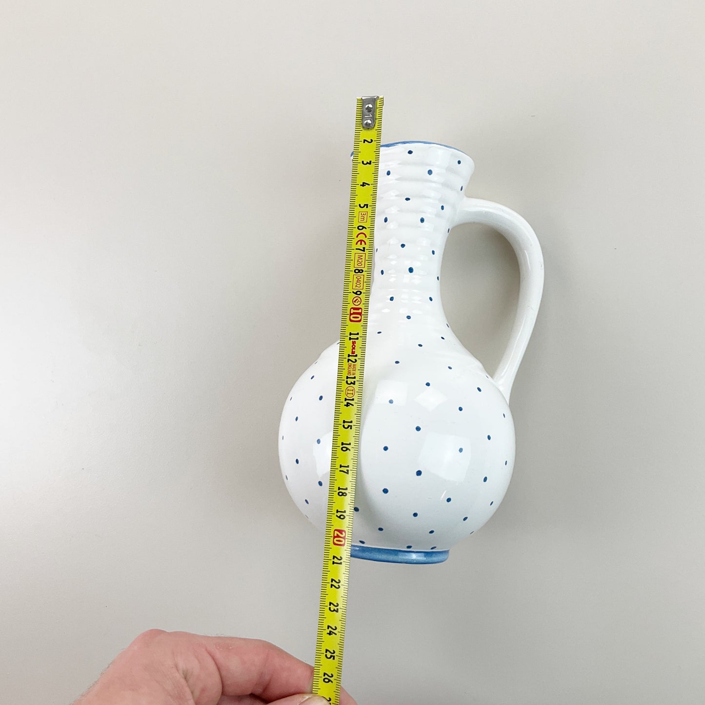 Gmundner Keramik Blumenvase Tupferl Blau 21cm-Gmundner Keramik-olesstore-vintage-secondhand-shop-austria-österreich