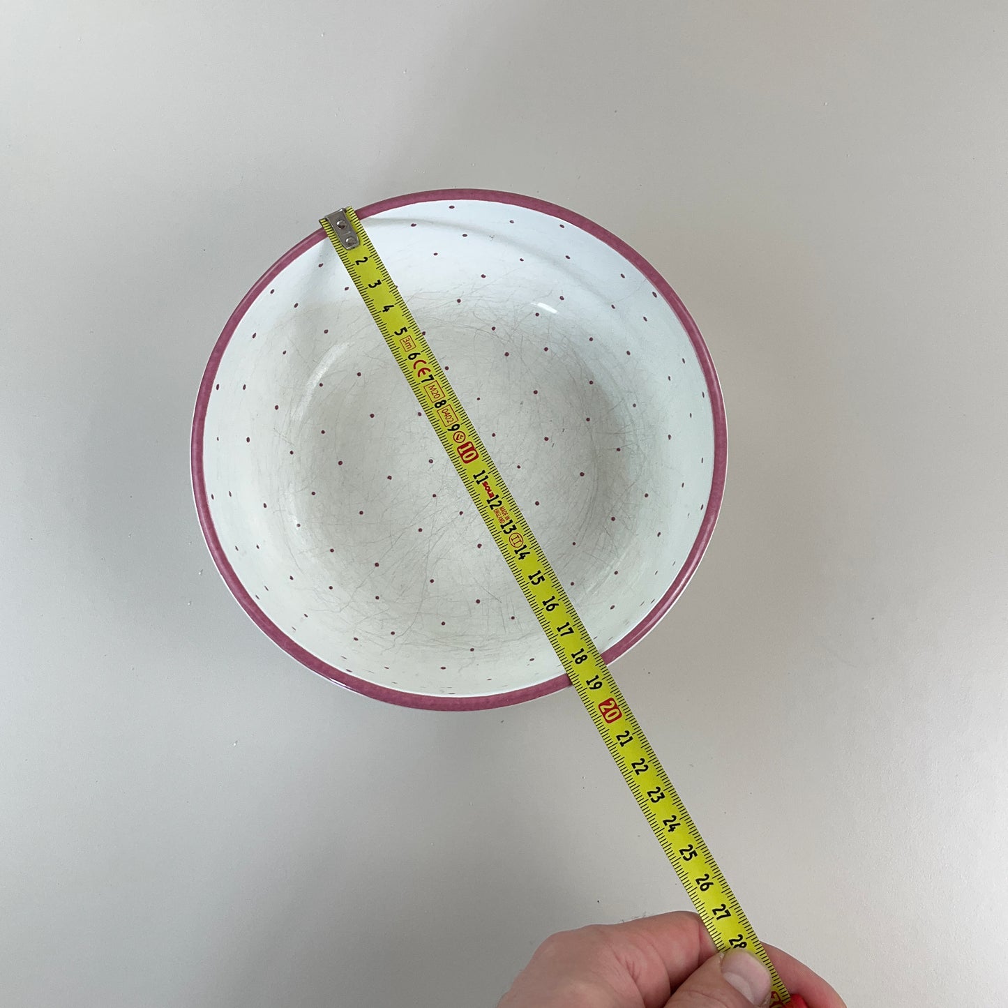 Gmundner Keramik Schüssel Tupferl Rosa Ø19cm-Gmundner Keramik-olesstore-vintage-secondhand-shop-austria-österreich