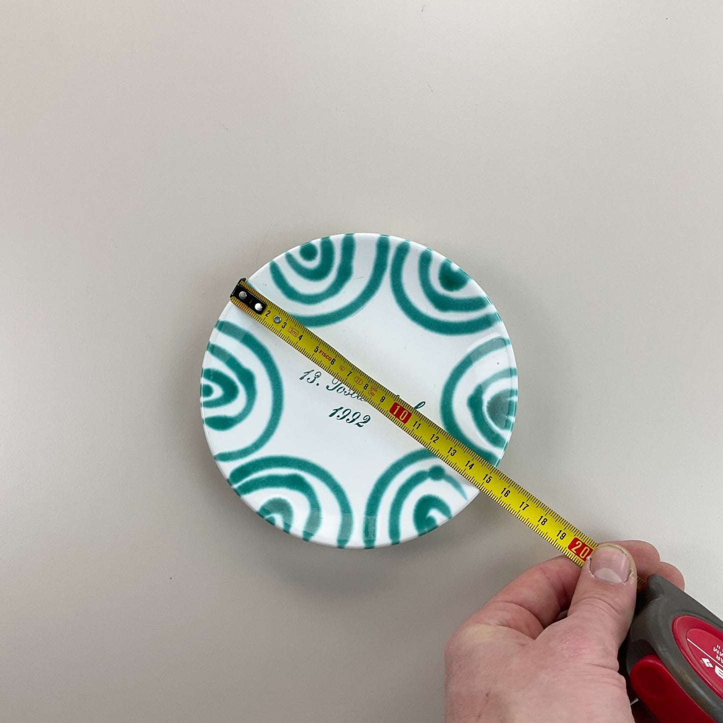 Gmundner Keramik Unterteller Grüngeflammt 1992 Ø15 cm-Gmundner Keramik-olesstore-vintage-secondhand-shop-austria-österreich