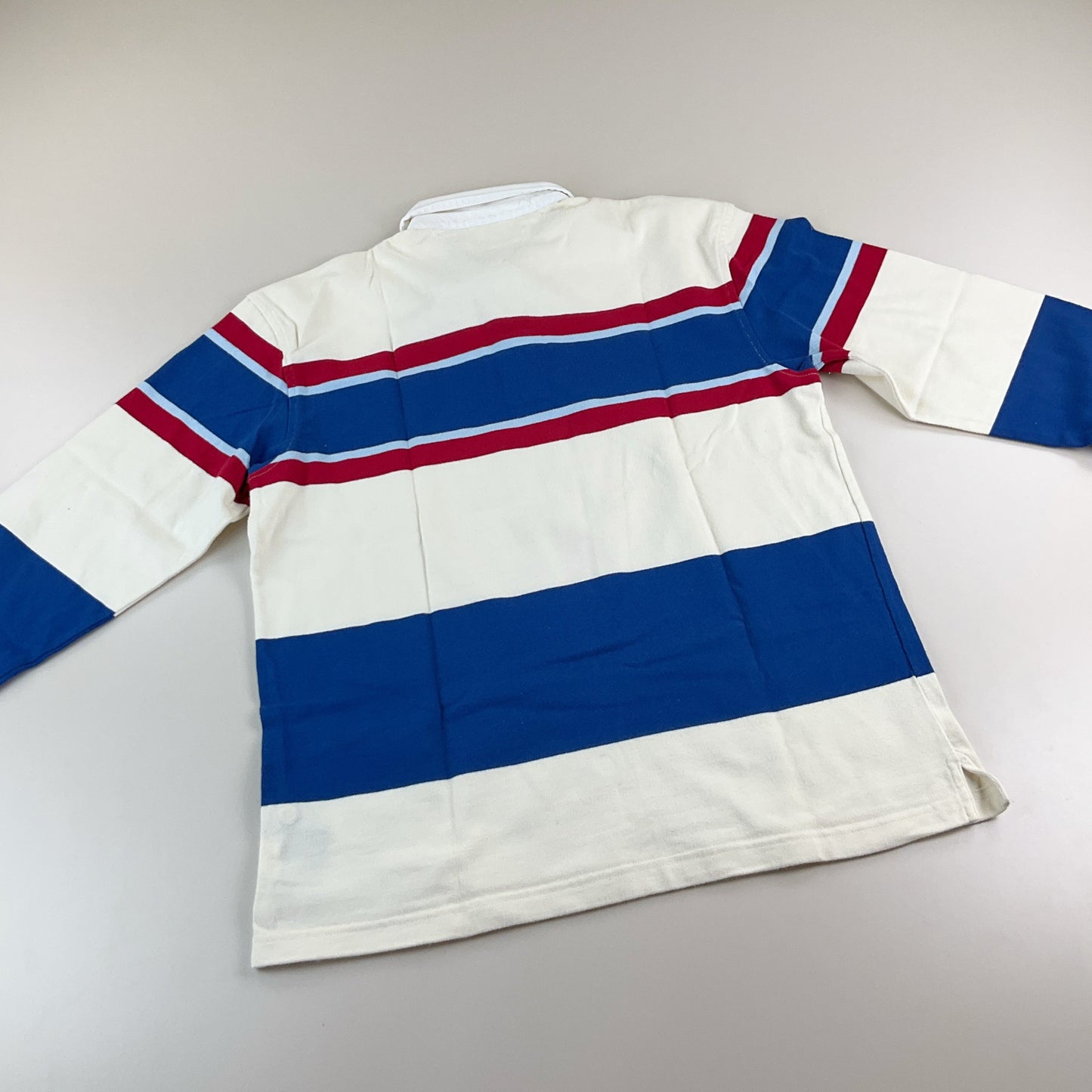 Tommy Hilfiger Rugby Longsleeve Polo Beige-Blau - Herren/M Markenlabel