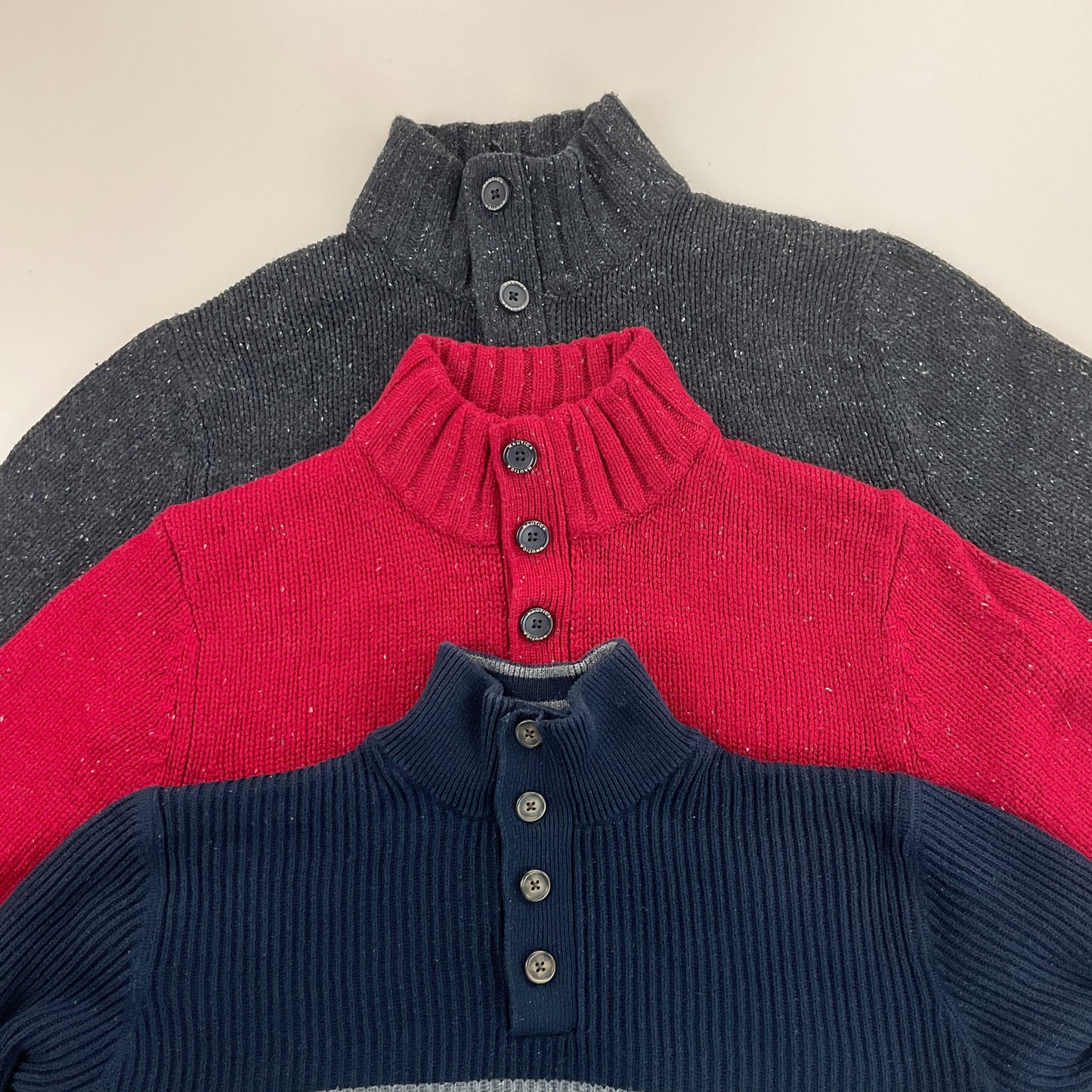 Nautica Button Up Sweatshirt 3 PCS Set - Large-NAUTICA-olesstore-vintage-secondhand-shop-austria-österreich