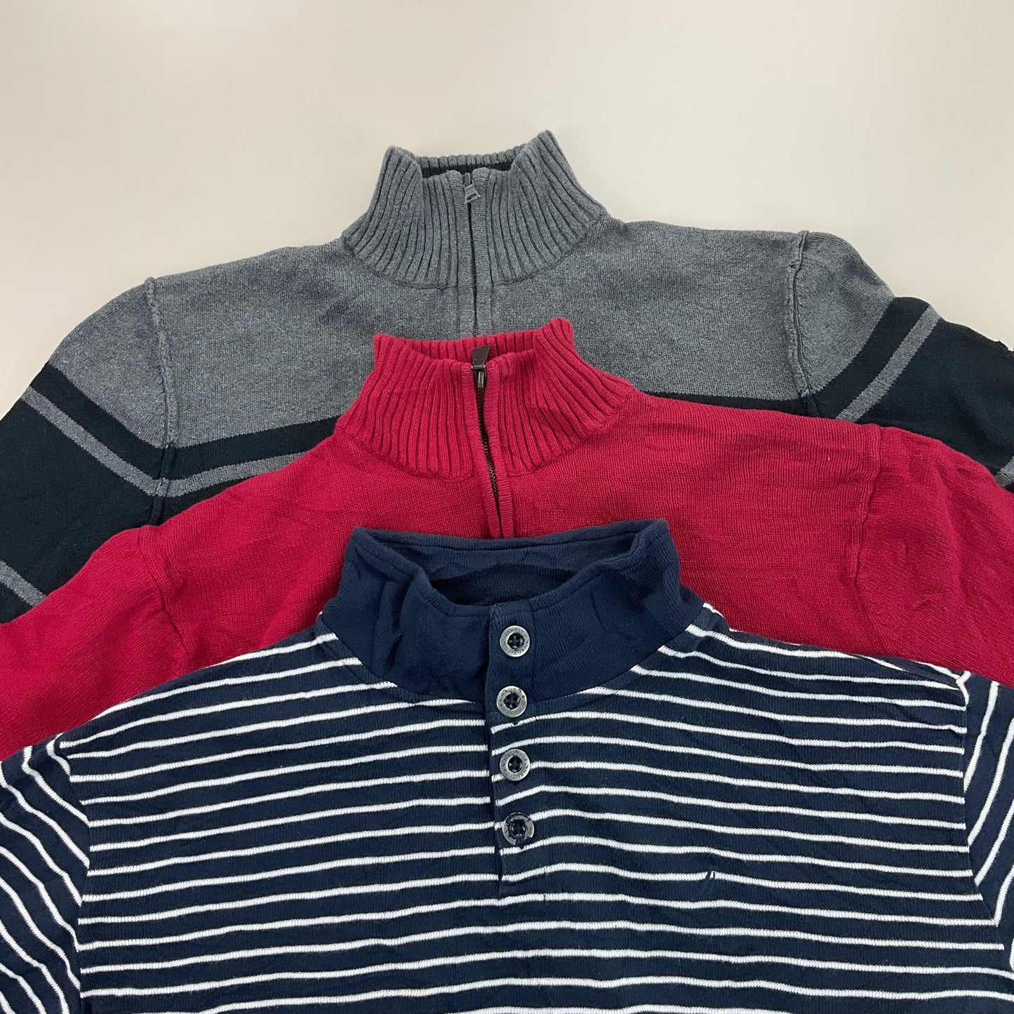 Nautica 1/4 Zip Sweatshirt 3 PCS Set - Large-NAUTICA-olesstore-vintage-secondhand-shop-austria-österreich