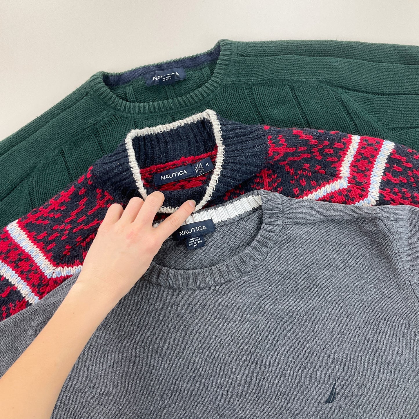 Nautica Basic Sweatshirt 3 PCS Set - Medium-NAUTICA-olesstore-vintage-secondhand-shop-austria-österreich