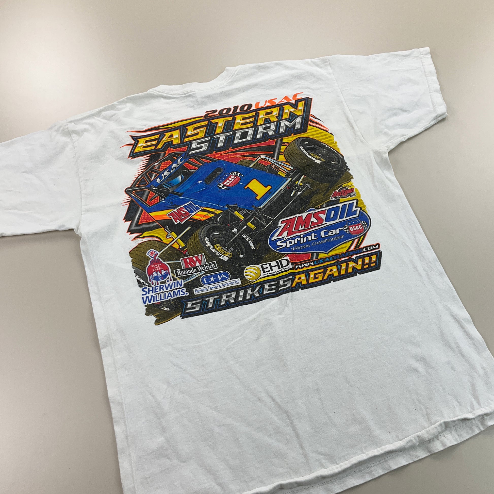 Eastern Storm 2010 USAC bedrucktes Sprint Car T-Shirt - Large-GILDAN-olesstore-vintage-secondhand-shop-austria-österreich