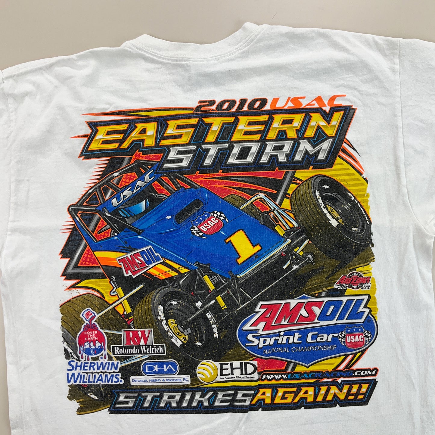 Eastern Storm 2010 USAC bedrucktes Sprint Car T-Shirt - Large-GILDAN-olesstore-vintage-secondhand-shop-austria-österreich