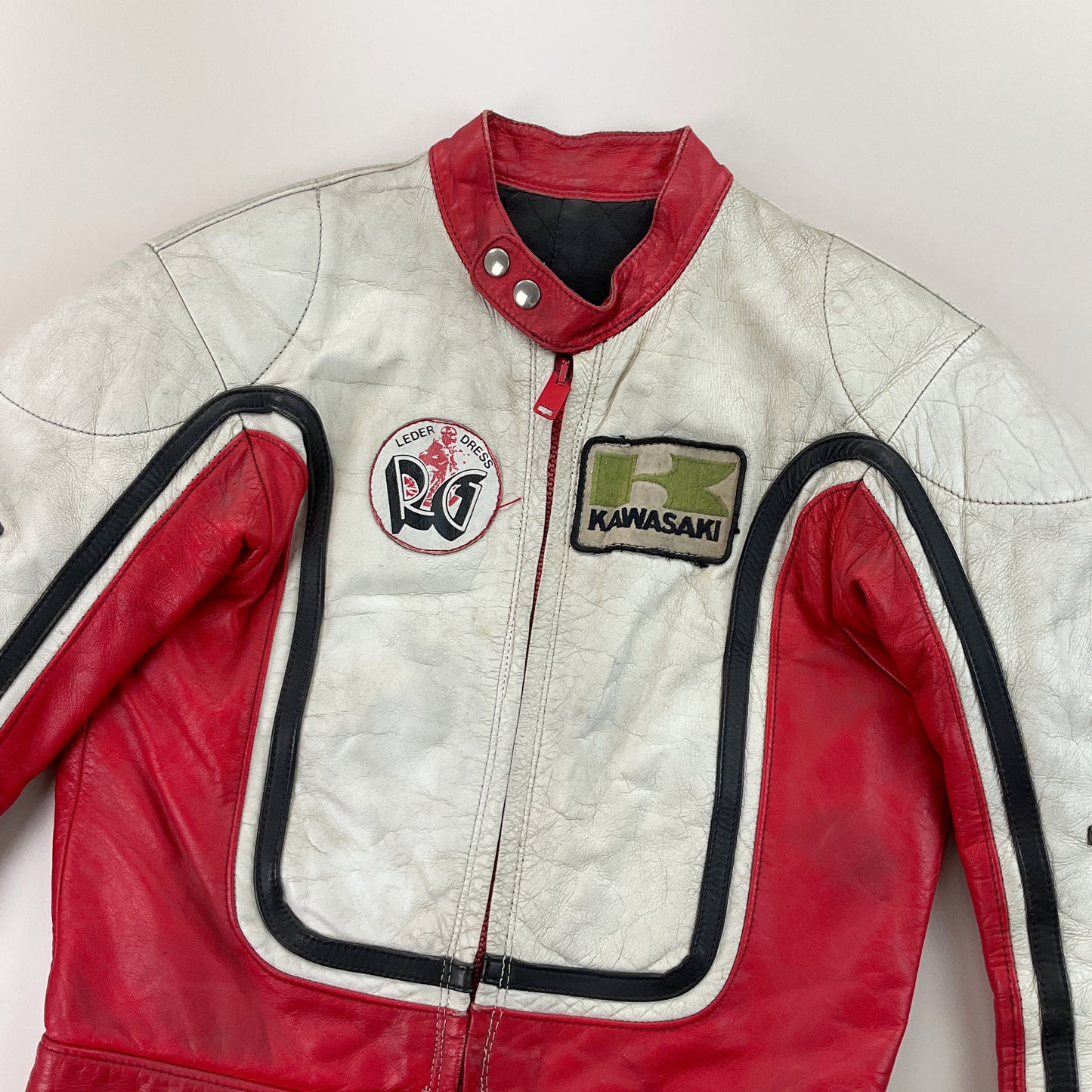 Kawasaki 90s Leder Jacke - Damen/S-NO NAME-olesstore-vintage-secondhand-shop-austria-österreich