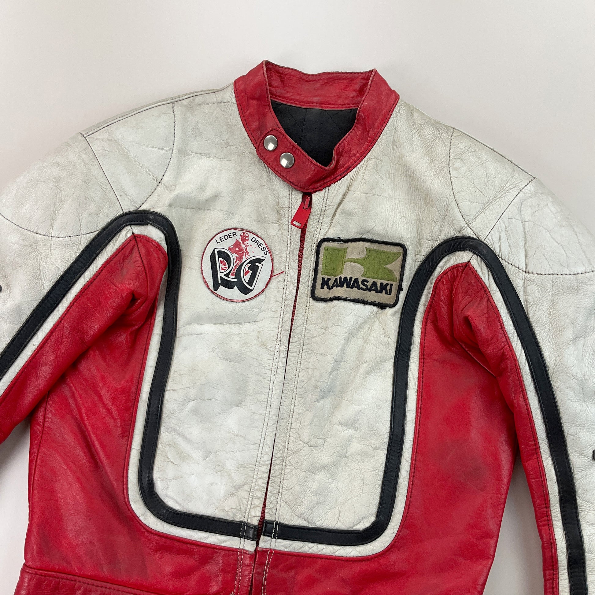 Kawasaki 90s Leder Jacke - Damen/S-NO NAME-olesstore-vintage-secondhand-shop-austria-österreich