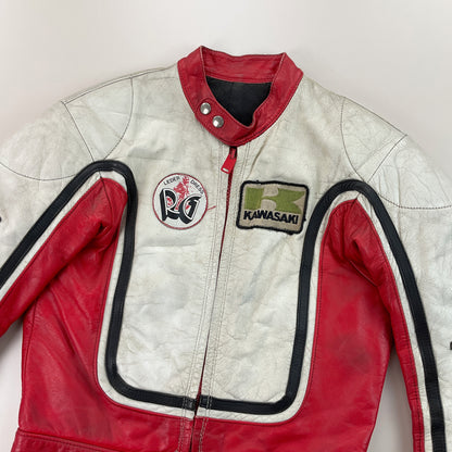 Kawasaki 90s Leder Jacke - Damen/S-NO NAME-olesstore-vintage-secondhand-shop-austria-österreich