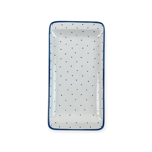 Gmundner Keramik Stollen Platte Tupferl Blau 32cm-Gmundner Keramik-olesstore-vintage-secondhand-shop-austria-österreich