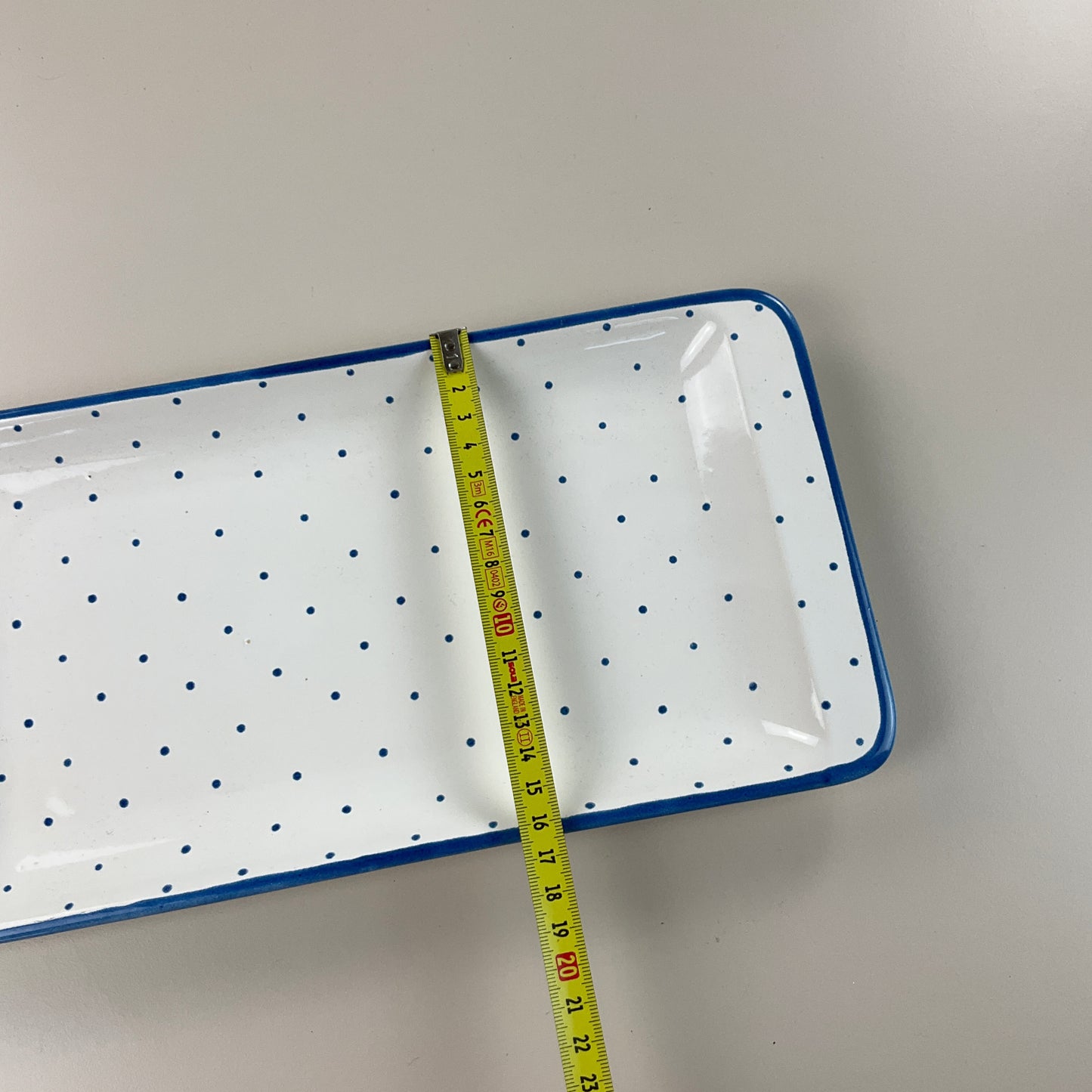 Gmundner Keramik Stollen Platte Tupferl Blau 32cm-Gmundner Keramik-olesstore-vintage-secondhand-shop-austria-österreich