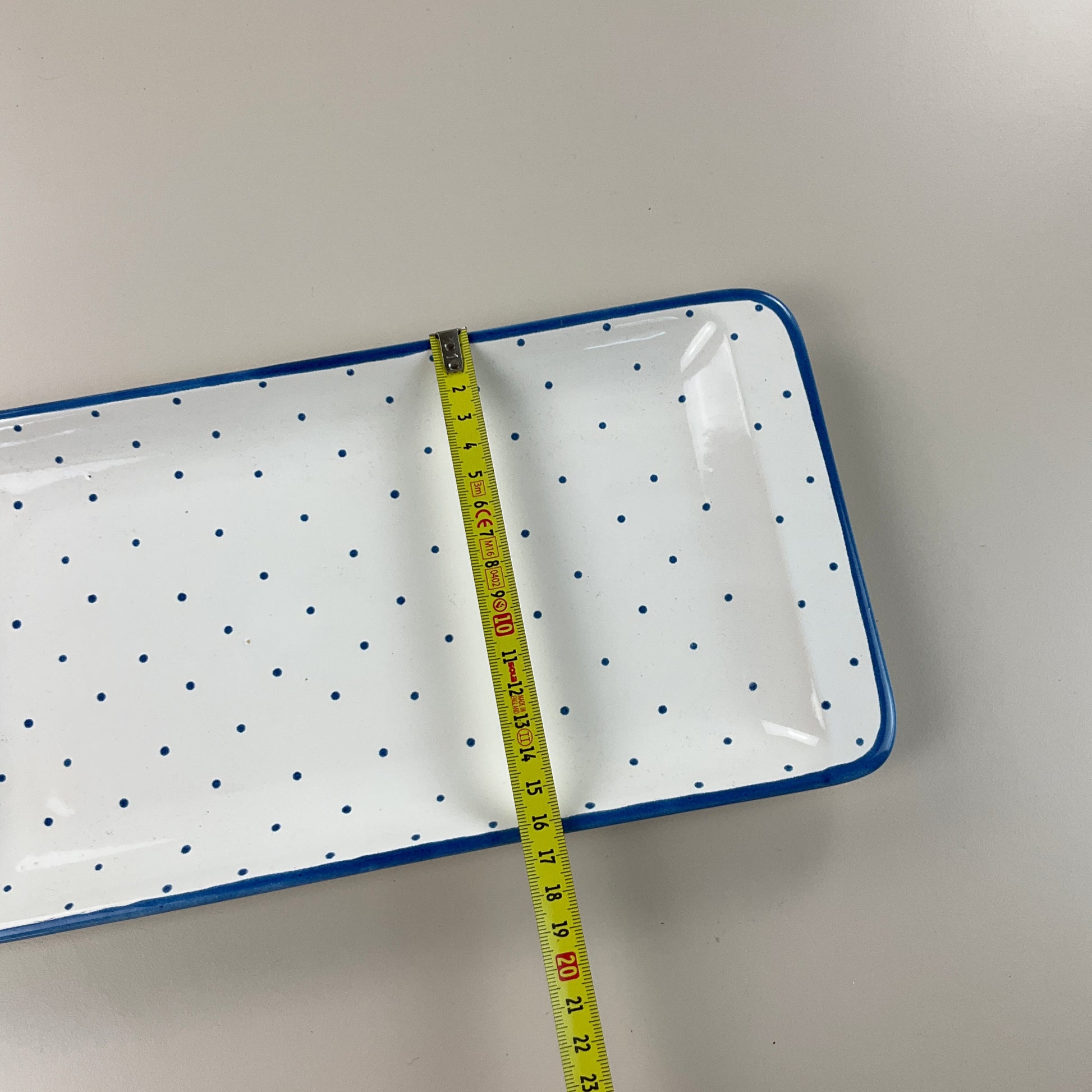Gmundner Keramik Stollen Platte Tupferl Blau 32cm-Gmundner Keramik-olesstore-vintage-secondhand-shop-austria-österreich