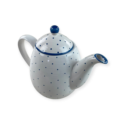 Gmundner Keramik Kaffeekanne / Teekanne + Deckel Tupferl Blau-Gmundner Keramik-olesstore-vintage-secondhand-shop-austria-österreich