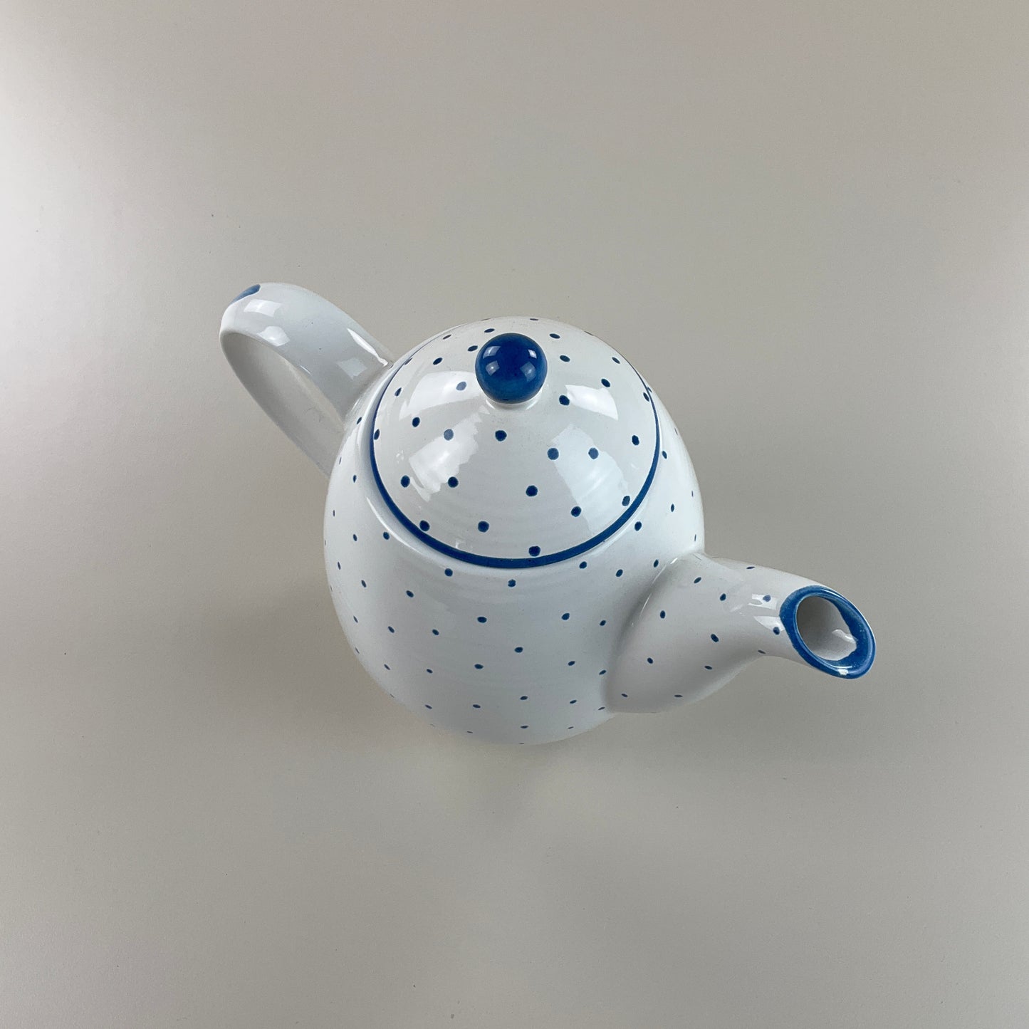 Gmundner Keramik Kaffeekanne / Teekanne + Deckel Tupferl Blau-Gmundner Keramik-olesstore-vintage-secondhand-shop-austria-österreich