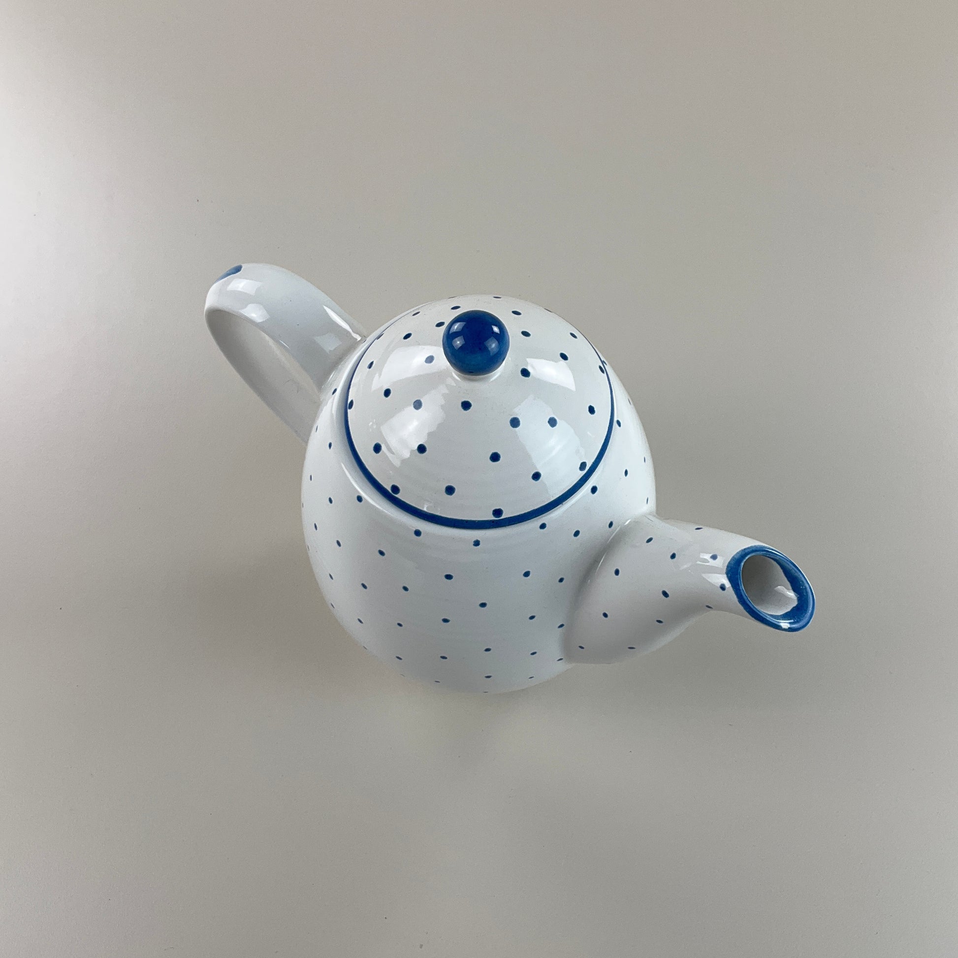 Gmundner Keramik Kaffeekanne / Teekanne + Deckel Tupferl Blau-Gmundner Keramik-olesstore-vintage-secondhand-shop-austria-österreich