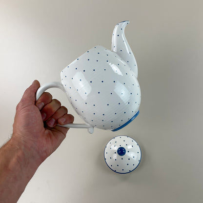 Gmundner Keramik Kaffeekanne / Teekanne + Deckel Tupferl Blau-Gmundner Keramik-olesstore-vintage-secondhand-shop-austria-österreich