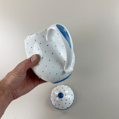 Gmundner Keramik Kaffeekanne / Teekanne + Deckel Tupferl Blau-Gmundner Keramik-olesstore-vintage-secondhand-shop-austria-österreich