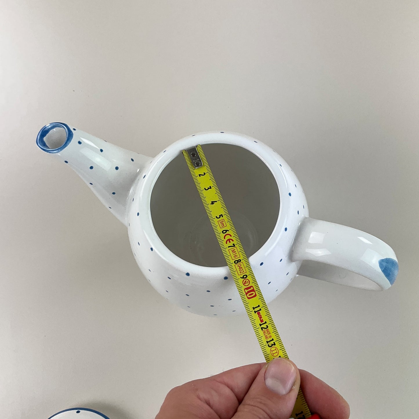 Gmundner Keramik Kaffeekanne / Teekanne + Deckel Tupferl Blau-Gmundner Keramik-olesstore-vintage-secondhand-shop-austria-österreich