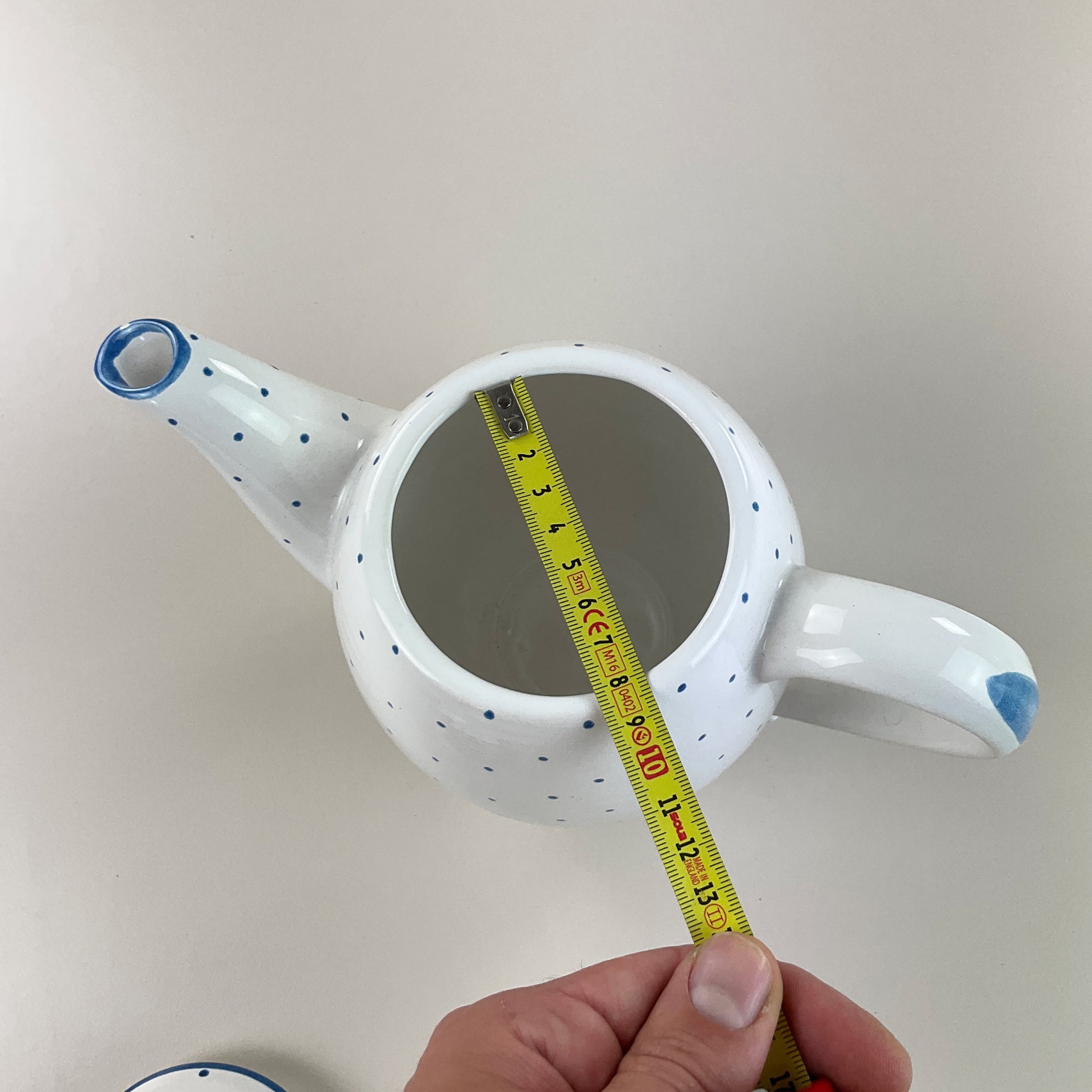 Gmundner Keramik Kaffeekanne / Teekanne + Deckel Tupferl Blau-Gmundner Keramik-olesstore-vintage-secondhand-shop-austria-österreich