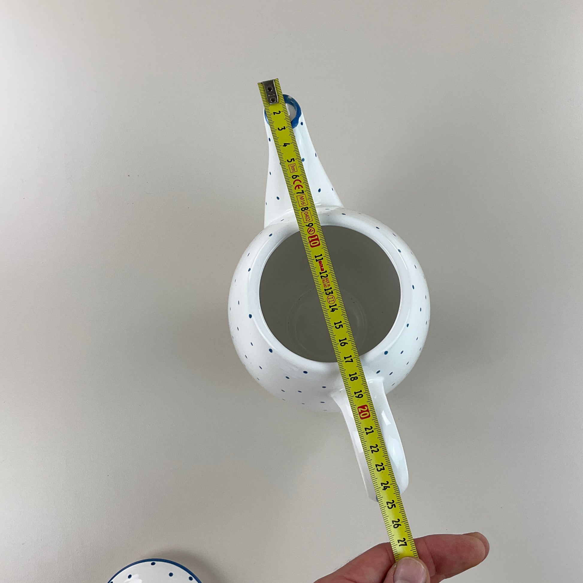 Gmundner Keramik Kaffeekanne / Teekanne + Deckel Tupferl Blau-Gmundner Keramik-olesstore-vintage-secondhand-shop-austria-österreich