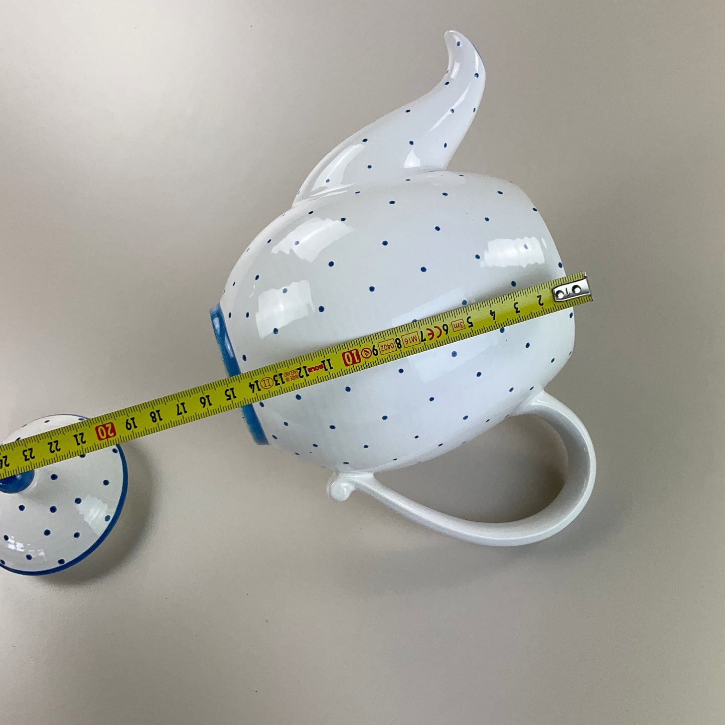 Gmundner Keramik Kaffeekanne / Teekanne + Deckel Tupferl Blau-Gmundner Keramik-olesstore-vintage-secondhand-shop-austria-österreich