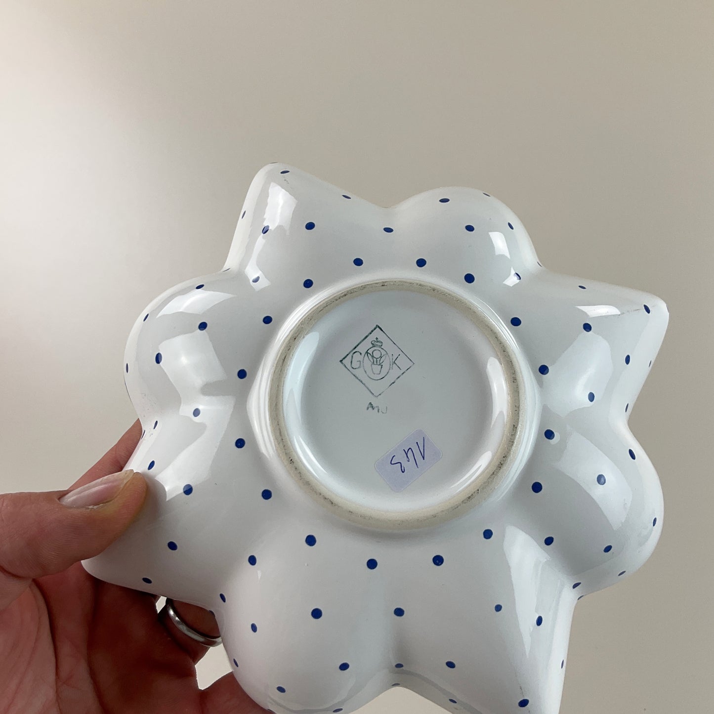 Gmundner Keramik Schüssel Schale Tupferl Blau-Gmundner Keramik-olesstore-vintage-secondhand-shop-austria-österreich