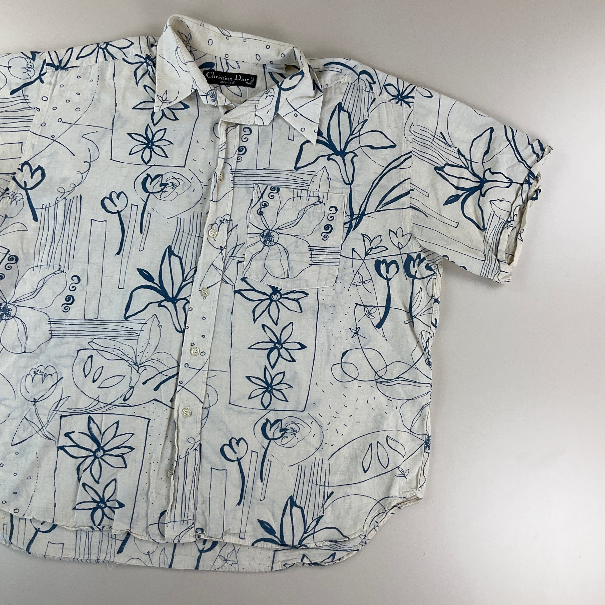 Christian Dior 90s Blumen Hemd - XL-DIOR-olesstore-vintage-secondhand-shop-austria-österreich