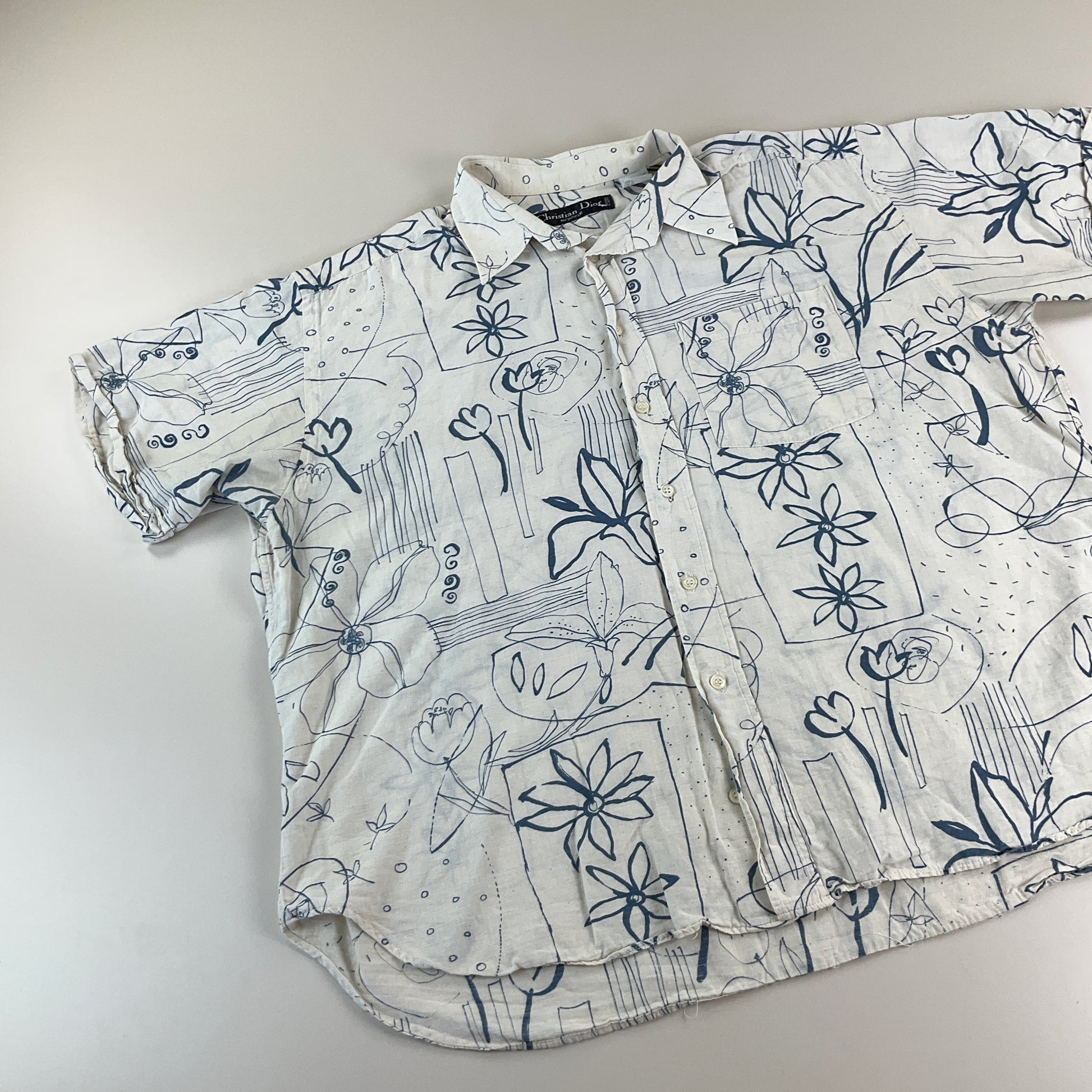 Christian Dior 90s Blumen Hemd - XL-DIOR-olesstore-vintage-secondhand-shop-austria-österreich