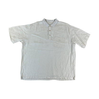 Valentino 90s Linen Polo Shirt - 8/XXL-VALENTINO-olesstore-vintage-secondhand-shop-austria-österreich