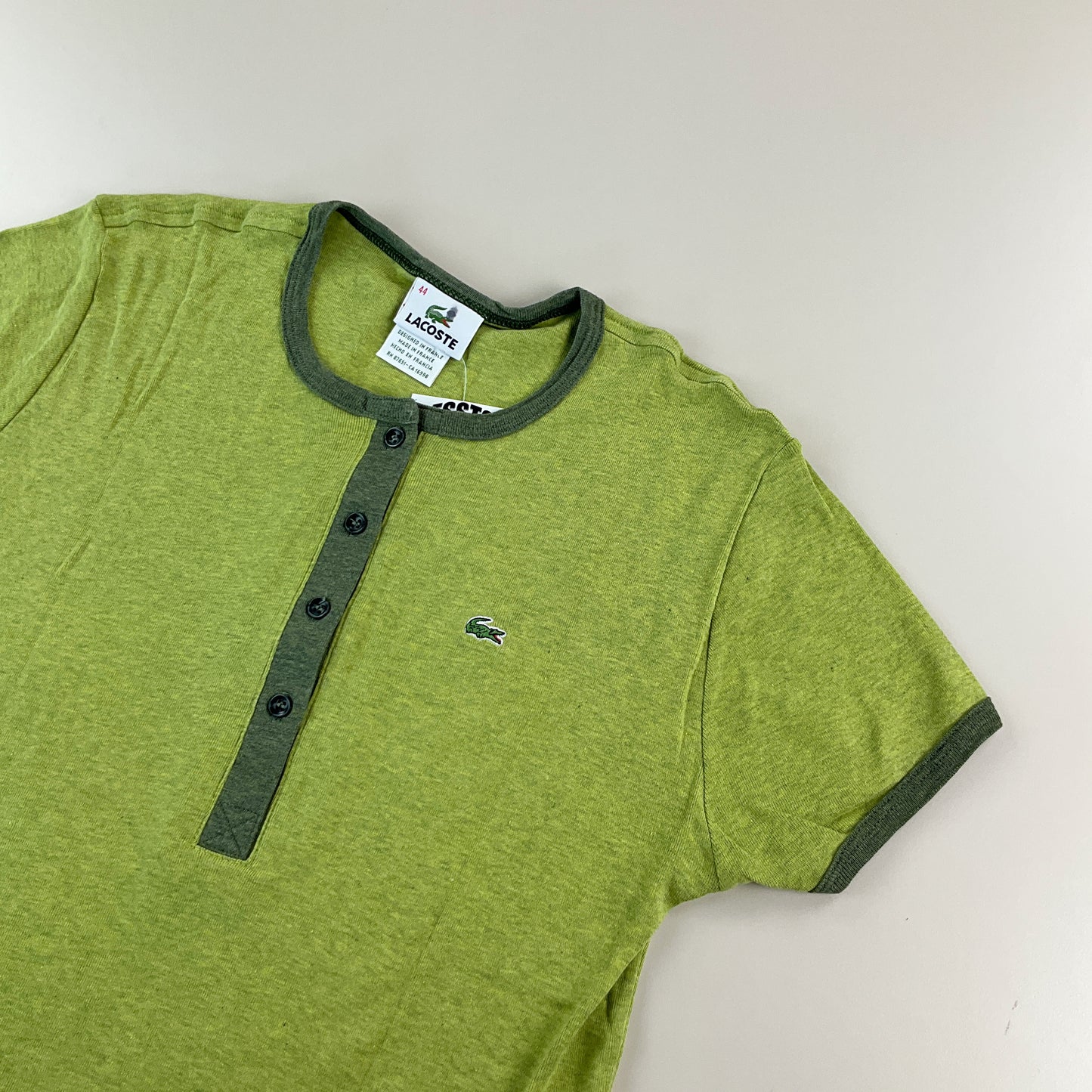 Lacoste Knopf T-Shirt - Damen/44-LACOSTE-olesstore-vintage-secondhand-shop-austria-österreich