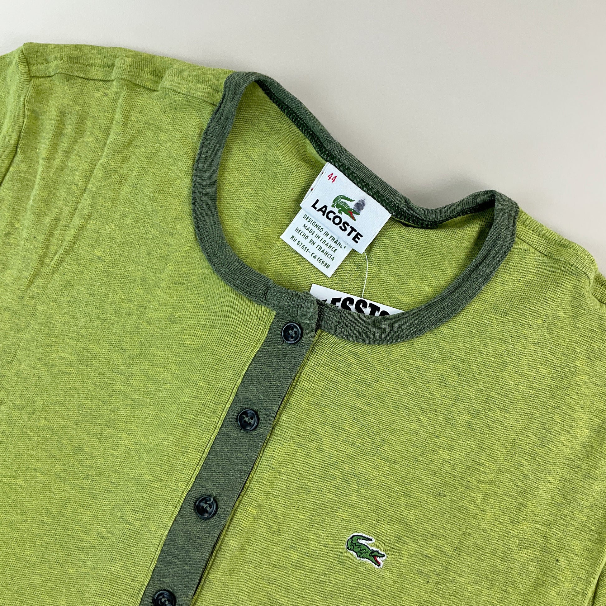 Lacoste Knopf T-Shirt - Damen/44-LACOSTE-olesstore-vintage-secondhand-shop-austria-österreich