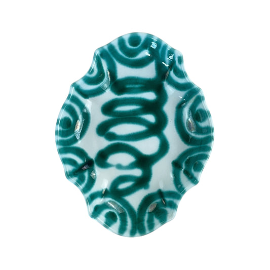 Gmundner Keramik geschwungene Schüssel Grüngeflammt-Gmundner Keramik-olesstore-vintage-secondhand-shop-austria-österreich