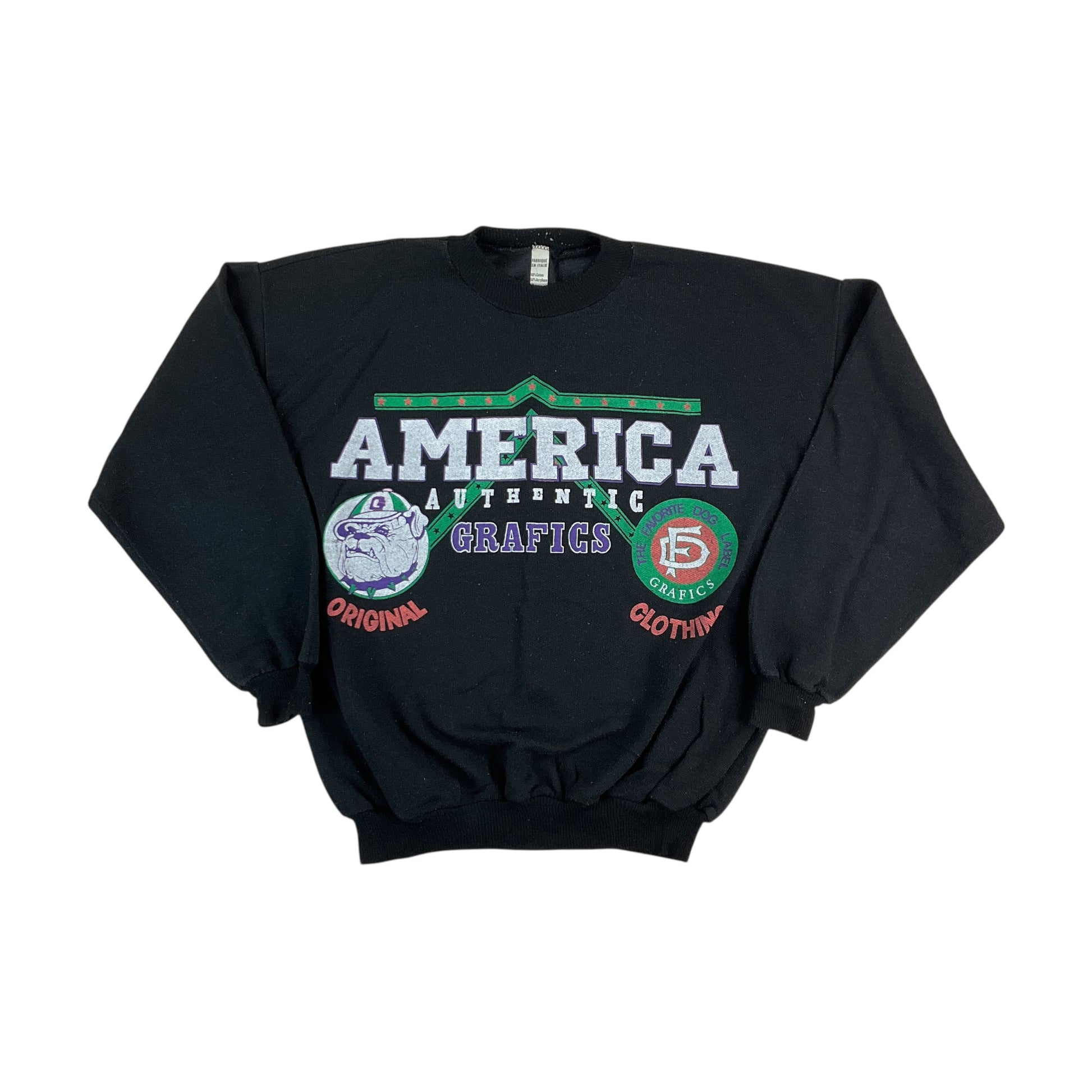 America 80s Grafik Sweatshirt - Large-NO NAME-olesstore-vintage-secondhand-shop-austria-österreich