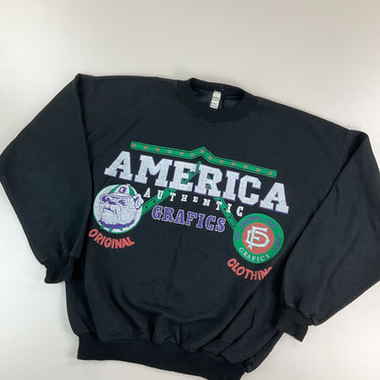 America 80s Grafik Sweatshirt - Large-NO NAME-olesstore-vintage-secondhand-shop-austria-österreich
