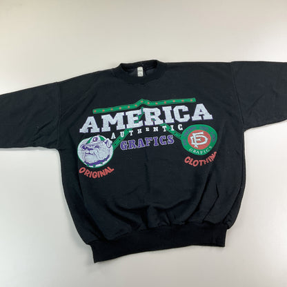 America 80s Grafik Sweatshirt - Large-NO NAME-olesstore-vintage-secondhand-shop-austria-österreich