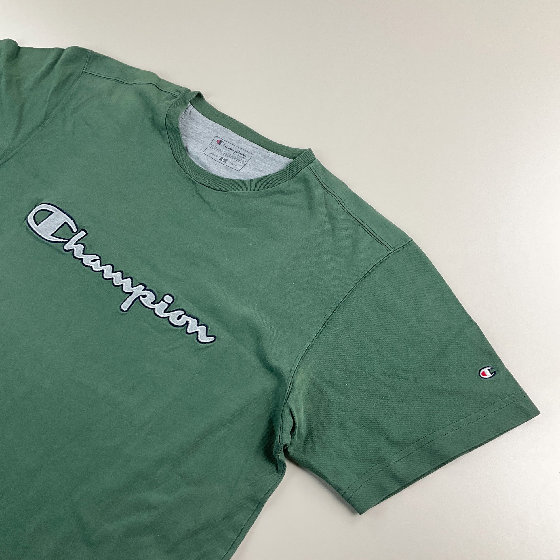 Champion Spellout T-Shirt - Large-CHAMPION-olesstore-vintage-secondhand-shop-austria-österreich