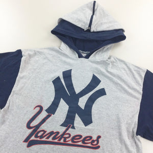 New York Yankees Hooded T-Shirt - Large-MLB-olesstore-vintage-secondhand-shop-austria-österreich