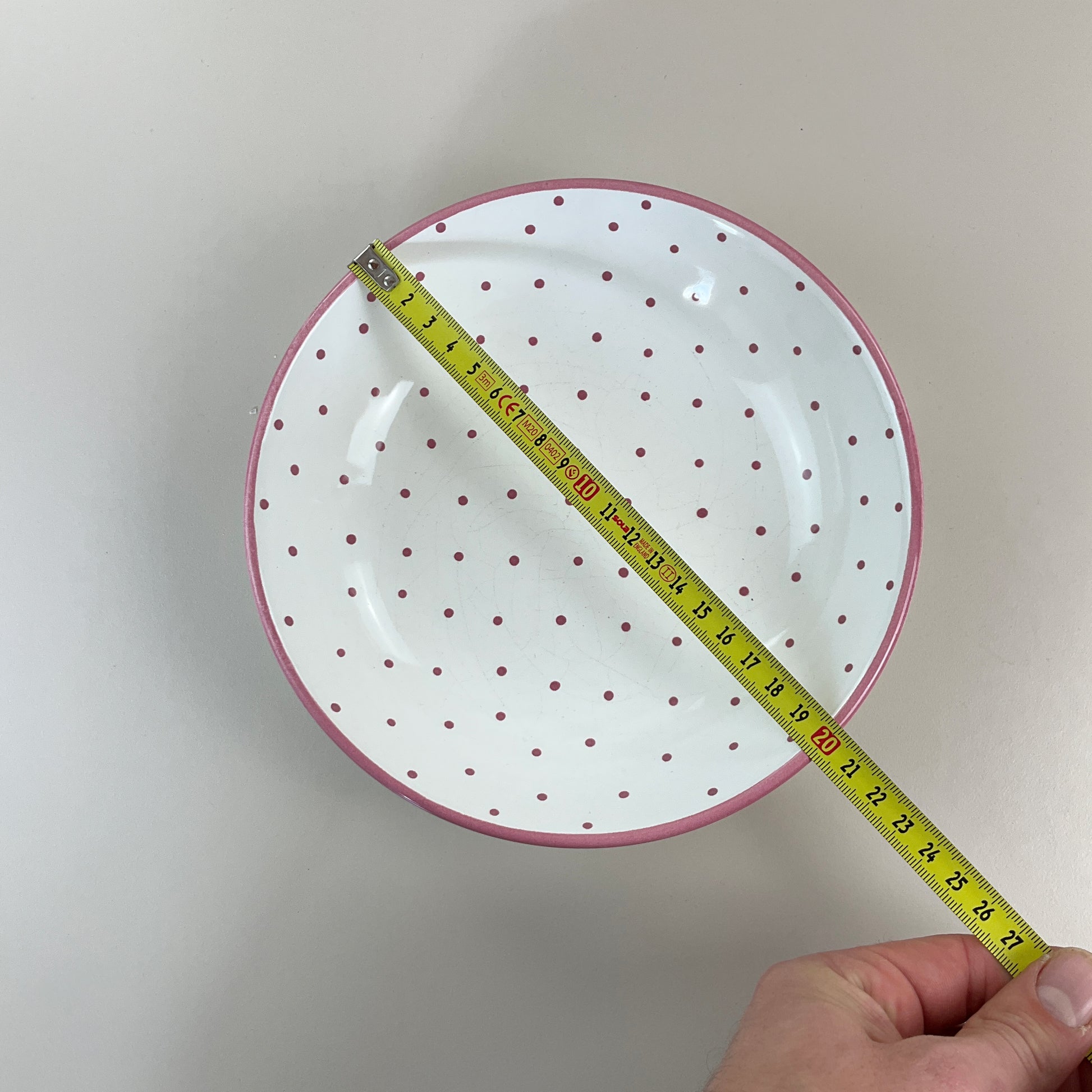 Gmundner Keramik Dessertteller Tupferl Rosa Ø20cm-Gmundner Keramik-olesstore-vintage-secondhand-shop-austria-österreich