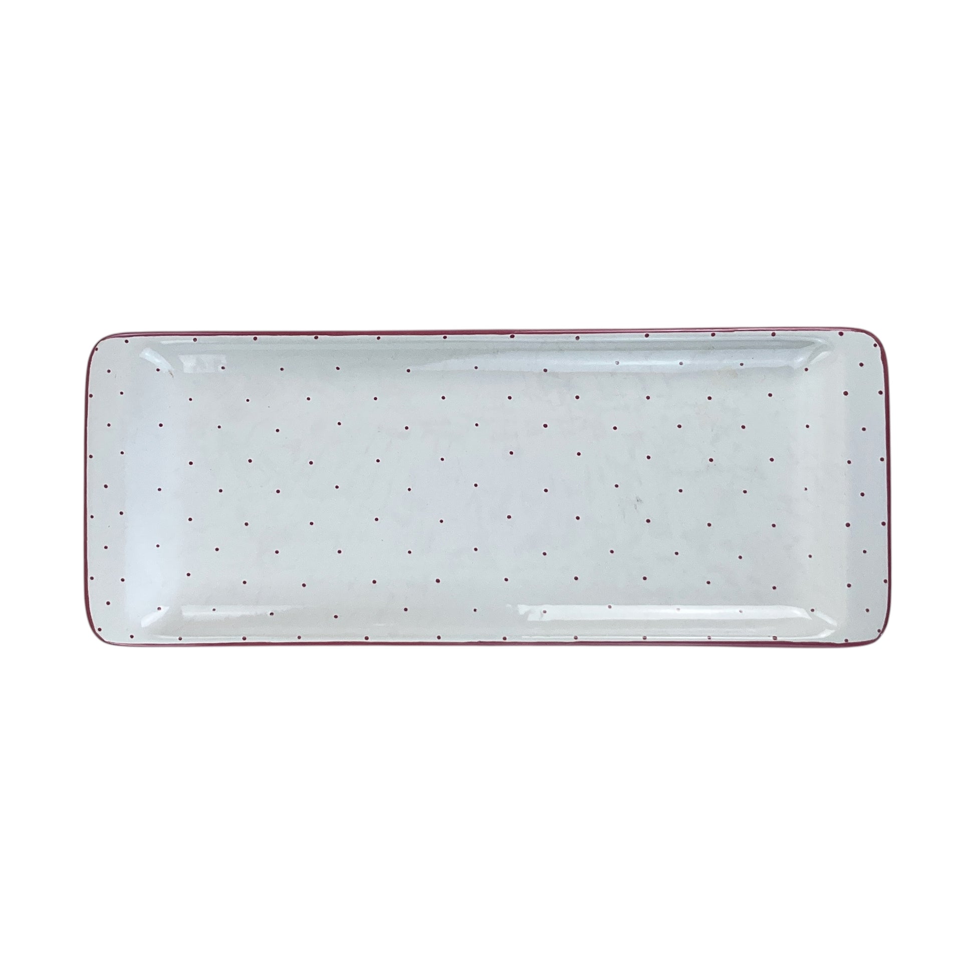 Gmundner Keramik Stollen Platte Tupferl Rosa 42cm-Gmundner Keramik-olesstore-vintage-secondhand-shop-austria-österreich