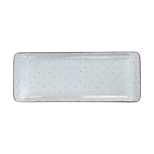 Gmundner Keramik Stollen Platte Tupferl Rosa 42cm-Gmundner Keramik-olesstore-vintage-secondhand-shop-austria-österreich