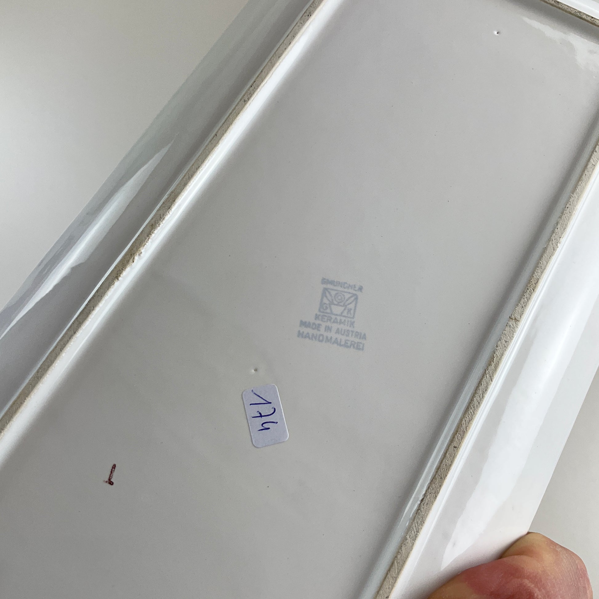 Gmundner Keramik Stollen Platte Tupferl Rosa 42cm-Gmundner Keramik-olesstore-vintage-secondhand-shop-austria-österreich