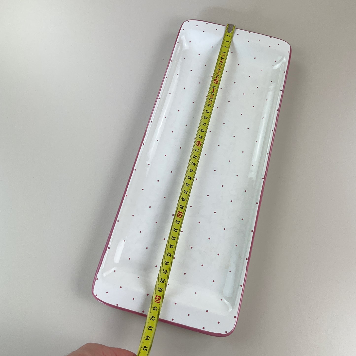 Gmundner Keramik Stollen Platte Tupferl Rosa 42cm-Gmundner Keramik-olesstore-vintage-secondhand-shop-austria-österreich