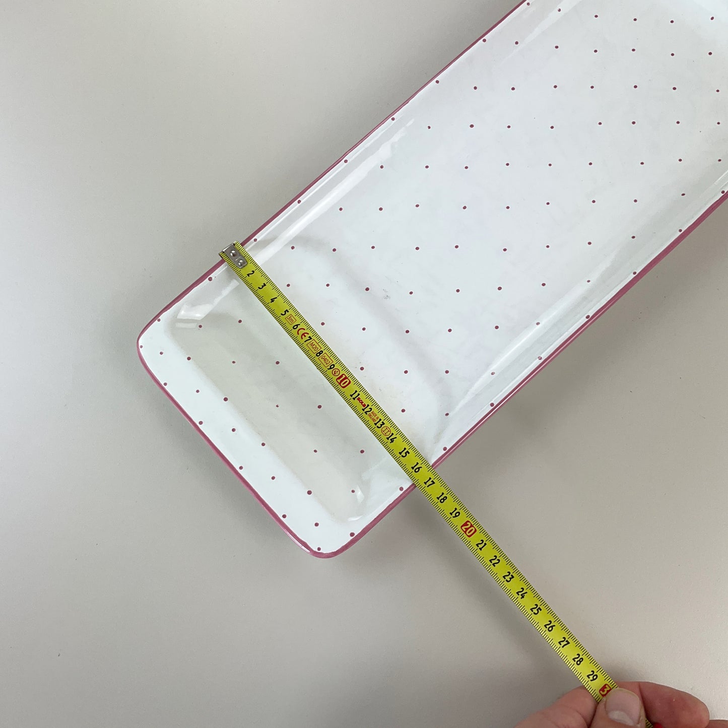 Gmundner Keramik Stollen Platte Tupferl Rosa 42cm-Gmundner Keramik-olesstore-vintage-secondhand-shop-austria-österreich