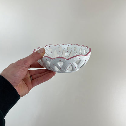 Gmundner Keramik Brot Schüssel Tupferl Rosa 22cm-Gmundner Keramik-olesstore-vintage-secondhand-shop-austria-österreich