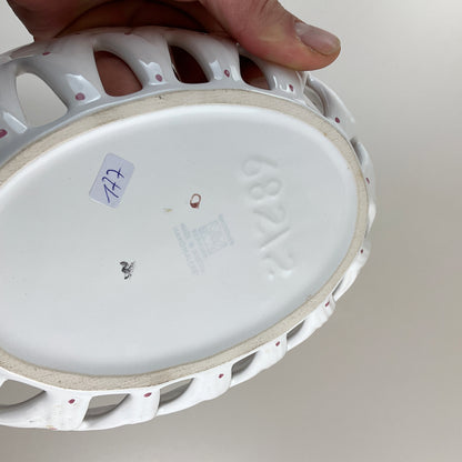 Gmundner Keramik Brot Schüssel Tupferl Rosa 22cm-Gmundner Keramik-olesstore-vintage-secondhand-shop-austria-österreich