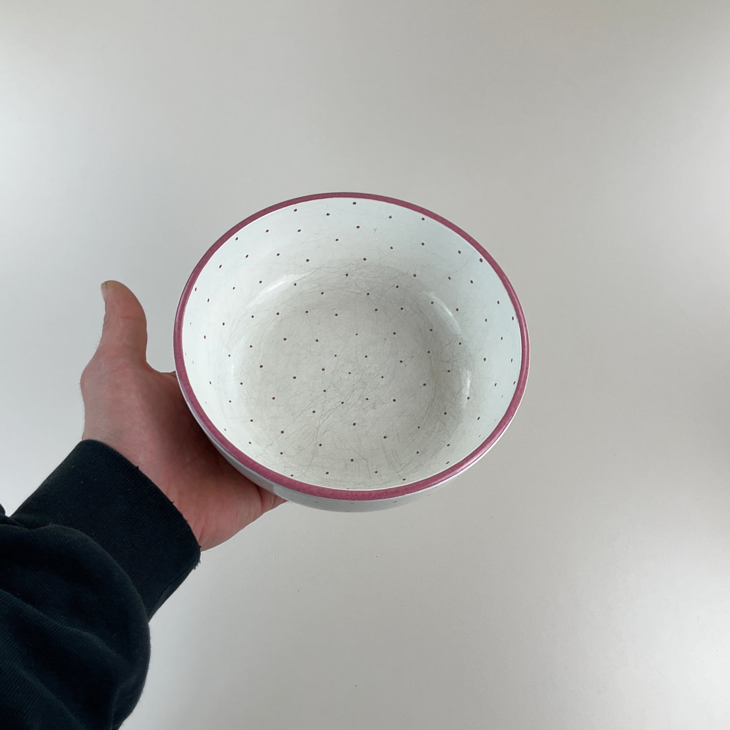 Gmundner Keramik Schüssel Tupferl Rosa Ø19cm-Gmundner Keramik-olesstore-vintage-secondhand-shop-austria-österreich