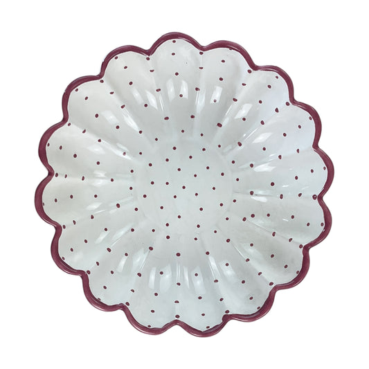 Gmundner Keramik geschwungene Blumen Schüssel Tupferl Rosa Ø26cm-Gmundner Keramik-olesstore-vintage-secondhand-shop-austria-österreich