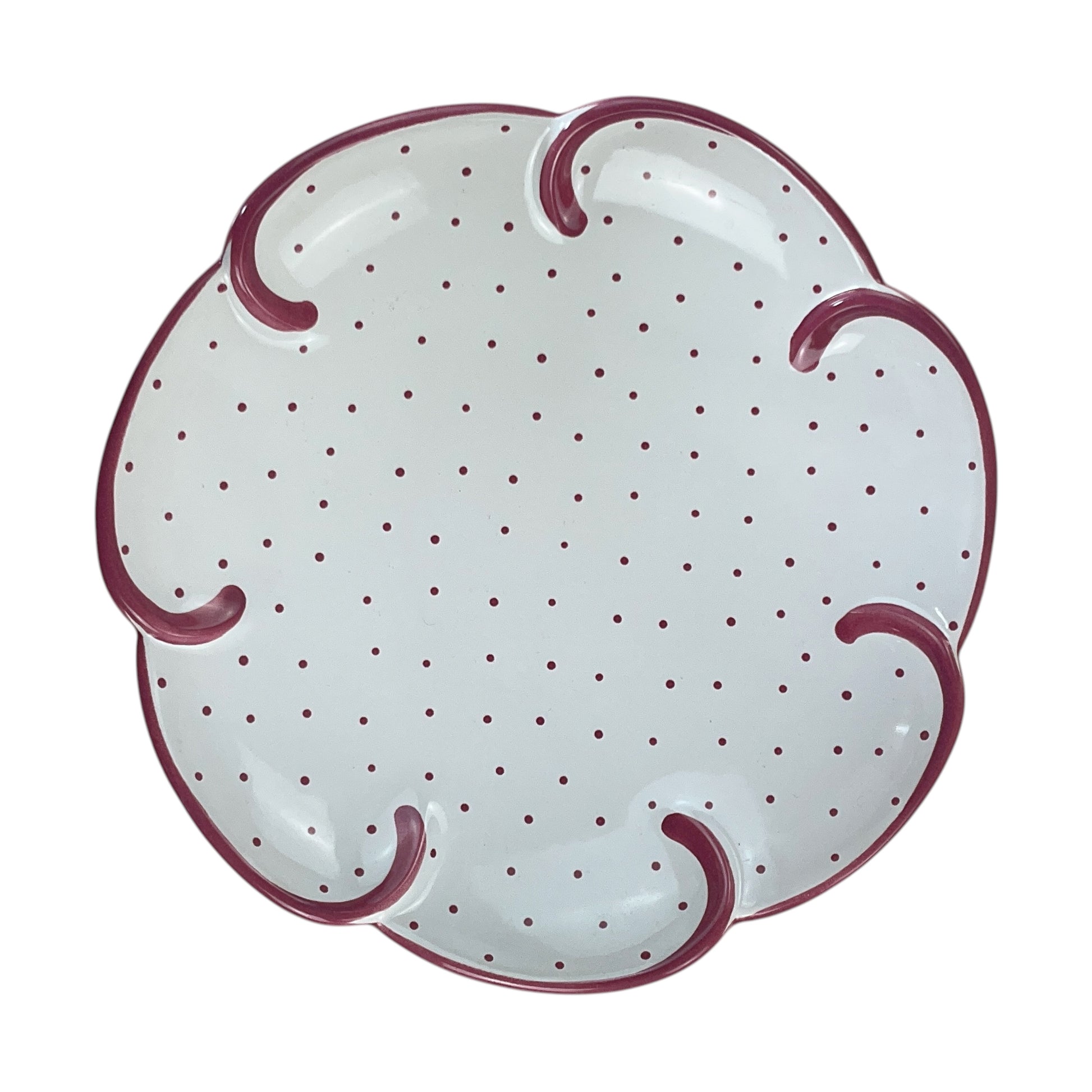 Gmundner Keramik geschwungene Wellen Schüssel Tupferl Rosa Ø27,5cm-Gmundner Keramik-olesstore-vintage-secondhand-shop-austria-österreich