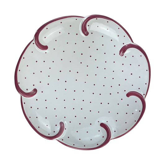 Gmundner Keramik geschwungene Wellen Schüssel Tupferl Rosa Ø27,5cm-Gmundner Keramik-olesstore-vintage-secondhand-shop-austria-österreich