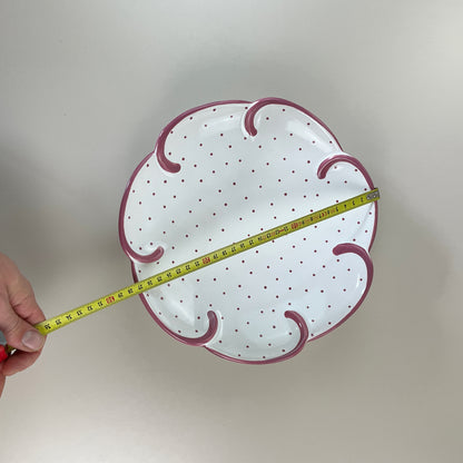 Gmundner Keramik geschwungene Wellen Schüssel Tupferl Rosa Ø27,5cm-Gmundner Keramik-olesstore-vintage-secondhand-shop-austria-österreich
