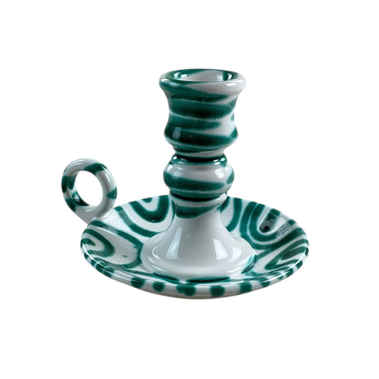 Gmundner Keramik Kerzenständer Grüngeflammt-Gmundner Keramik-olesstore-vintage-secondhand-shop-austria-österreich